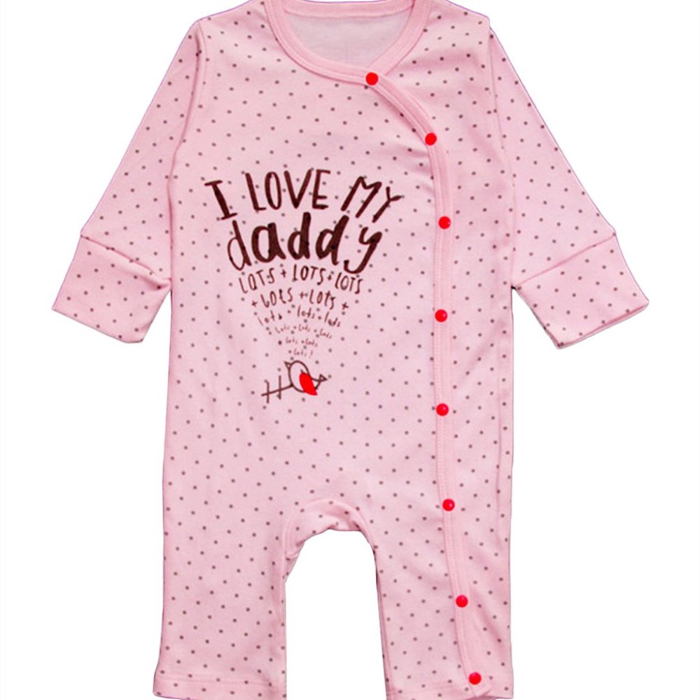 12-18 Months Pink " I LOVE MY DAD" Cotton Baby Romper